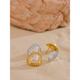 Celine Pearl Heart Stud Earrings – Classic & Romantic | Huna Jewelry