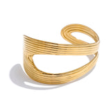 Xandra Geometric Cuff Bracelet – Open Minimalist Fashion Bangle | Huna Jewelry