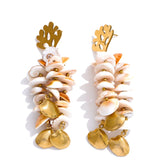 Mara Shell Dangle Earrings – Long Drop Style for Summer Outfits | Huna Jewelry