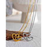 Viviana Entwined Hearts – Hollow Heart Earrings & Necklace Set | Huna Jewelry