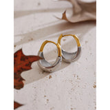 Maia Two-Toned Geometric Hoop Earrings – Bold Contrast with Modern Flair | Huna Jewelry