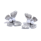 Nadia Butterfly Pearl Stud Earrings – Hypoallergenic & Elegant | Huna Jewelry