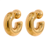 Chunky C-Shape Hoop Earrings – Waterproof Stainless Steel Jewelry | Huna Jewelry