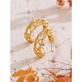 Jolie Hollow C-Shape Hoop Earrings – Waterproof & Hypoallergenic | Huna Jewelry