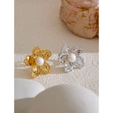 Marie Flower Pearl Ring – Bold & Stylish Elegant Jewelry | Huna Jewelry
