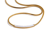Luella Natural Shell Curved Bar Necklace – Modern & Waterproof Jewelry | Huna Jewelry
