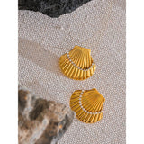 Delaney Shell Stud Earrings – Dainty Waterproof Earrings with Sparkle | Huna Jewelry