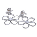 Jill Flower Drop Earrings – Hypoallergenic Dangle with Mini Pearls | Huna Jewelry