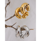 Chunky C-Shape Hoop Earrings – Waterproof Stainless Steel Jewelry | Huna Jewelry