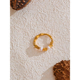 Kate Beaded Triangle & Pearl Ring – Dainty & Trendy Elastic Design | Huna Jewelry