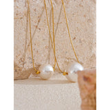 Elena Large Pearl Pendant Necklace – Elegant Minimalist Jewelry | Huna Jewelry