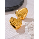 Vienna Heart Swirl Earrings – Bold & Rust-Proof Gold Jewelry | Huna Jewelry