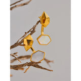 Elspeth Geometric Drop Earrings – 18K Gold, Shell Inlay, Tarnish-Resistant | Huna Jewelry
