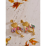 Holland Heart & Seashell Starfish Earrings – Beach-Inspired Dangles | Huna Jewelry