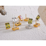 Finn Colored Rectangle Stud Earrings – Bold & Modern Style | Huna Jewelry