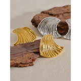 Deborah Wave Stud Earrings – Trendy Waterproof Minimalist Design | Huna Jewelry