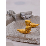 Flynn Striped Geometric Stud Earrings – Unique & Hypoallergenic | Huna Jewelry