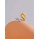 Aiza Geometric Open Cuff Ring – Adjustable Two-Tone Chic Jewelry | Huna Jewelry
