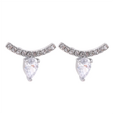 Luna Water Drop Stud Earrings – Shiny Cubic Zirconia & Elegant Style | Huna Jewelry