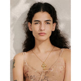 Aviana Cross Pendant Necklace – Vintage Pearl & Zircon Charm | Huna Jewelry