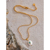 Victoria Pearl Charm Pendant Necklace – Sleek Waterproof Jewelry | Huna Jewelry