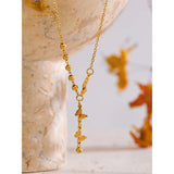 Lenore 18K Gold Butterfly Beaded Necklace – Delicate & Stylish | Huna Jewelry
