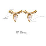 Luna Water Drop Stud Earrings – Shiny Cubic Zirconia & Elegant Style | Huna Jewelry