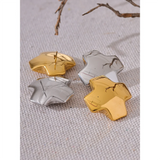 Kinsley Chunky Cross Stud Earrings – Bold Glossy Texture for Effortless Edge | Huna Jewelry