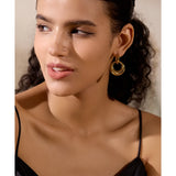 Double Hoop Dangling Earrings – Gold-Plated Statement Jewelry | Huna Jewelry