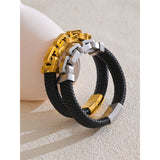 Marlow Unisex Black Leather Bangle – Bold, Modern & Stylish | Huna Jewelry