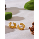 Dawn Textured Round Stud Earrings – Bold & Waterproof Statement | Huna Jewelry