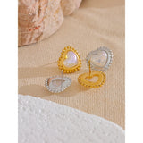 Celine Pearl Heart Stud Earrings – Classic & Romantic | Huna Jewelry