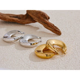 Ayessa Hoop Earrings – Round, Minimalist & Water Resistant Chic Style | Huna Jewelry