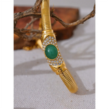 Scarlett Green Stone Choker – Sleek & Modern Statement Necklace | Huna Jewelry
