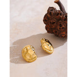 Erin Irregular Round Stud Earrings – Waterproof & Modern Minimalist | Huna Jewelry