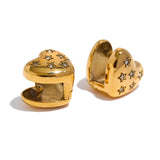Claudia Heart Huggie Earrings – CZ Star-Studded & Elegant | Huna Jewelry
