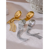 Claudette Oval Tassel Snake Drop Earrings – Trendy & Elegant | Huna Jewelry