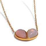 Lois Pink Natural Stone Heart Pendant Necklace – Elegant & Unique | Huna Jewelry