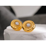 Alouette Vintage Pearl Stud Earrings – Elegant & Classic Gold Jewelry | Huna Jewelry