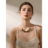 Leonie Rectangle Pendant Necklace & Earrings – Bold & Elegant Piece | Huna Jewelry