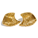 Deborah Wave Stud Earrings – Trendy Waterproof Minimalist Design | Huna Jewelry