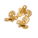 Annabelle Gold Butterfly Earrings & Cuff Ring – Elegant Jewelry Set | Huna Jewelry