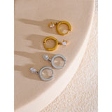 Brynn Cubic Zirconia Drop Hoop Earrings – Delicate & Chic | Huna Jewelry
