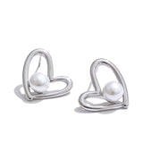 Colette Heart Pearl Stud Earrings – Elegant & Timeless Jewelry | Huna Jewelry