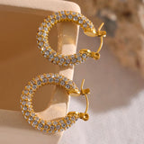 Paloma Hoop Earrings – Gold Plated Hoop with Mini Zirconia Stones | Huna Jewelry