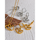 Viviana Entwined Hearts – Hollow Heart Earrings & Necklace Set | Huna Jewelry