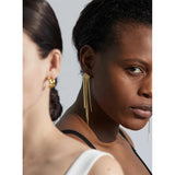 Heidi Chain Drop Earrings – Elegant Golden Tassel Statement | Huna Jewelry