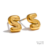 Charlie A-Z Initial Stud Earrings – Minimalist & Tarnish-Resistant | Huna Jewelry