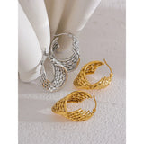 Brianna Twisted Hoop Earrings – Hollow, Textured & Waterproof | Huna Jewelry