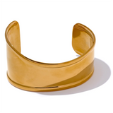 Yaffa Wide Cuff Bracelet – Open Bangle Waterproof Statement Jewelry | Huna Jewelry